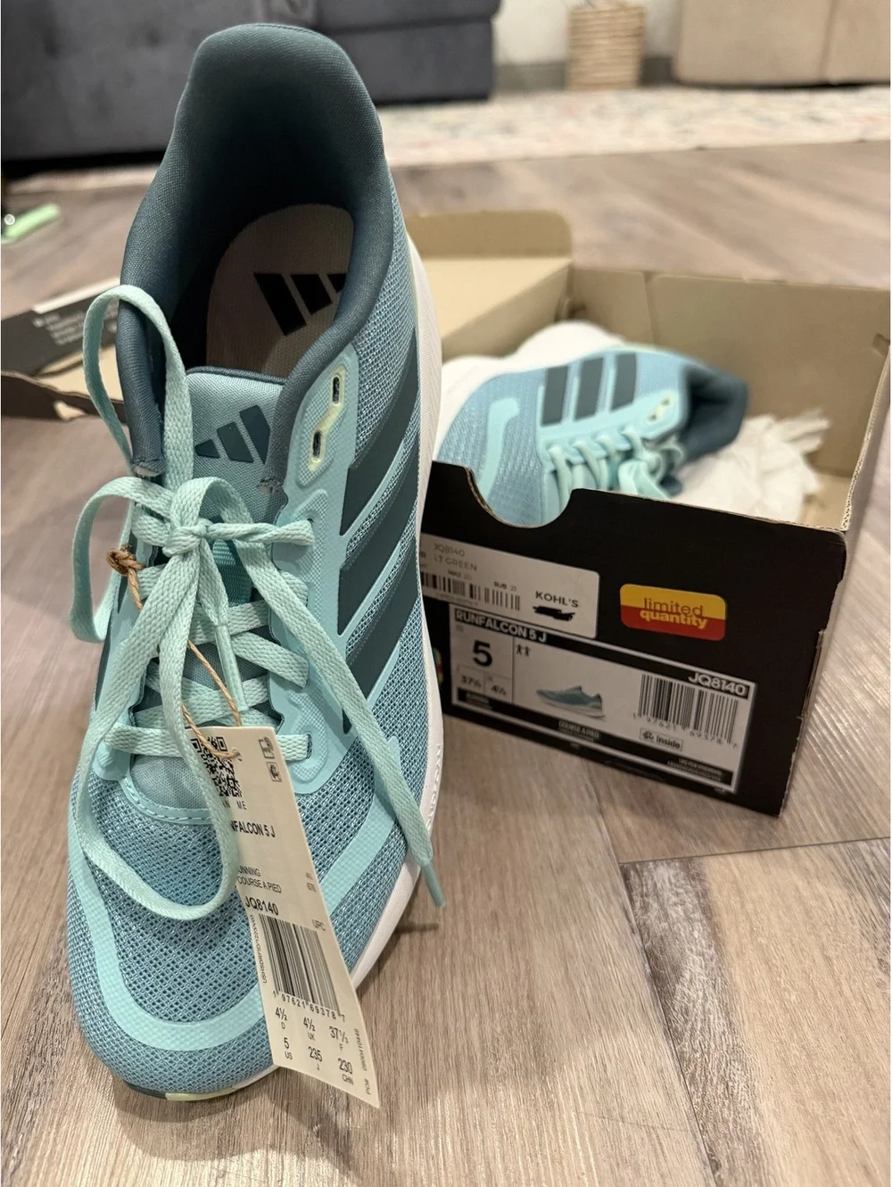 Adidas Women's Running Shoes Size 5 Blue with Black Stripes